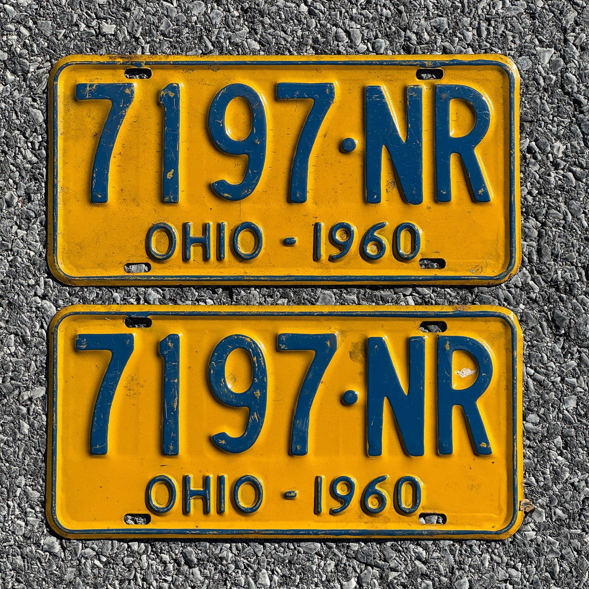 Photo of a 1960 Ohio License Plate Pair Auto Tag Garage Decor Vintage 7197 NR