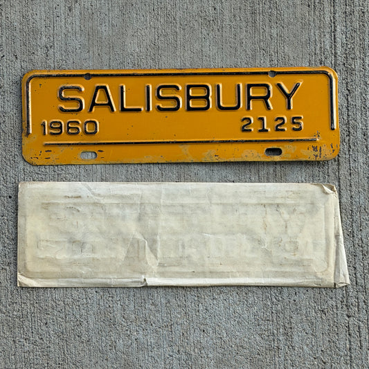 Photo of a 1960 Salisbury North Carolina License Plate Topper Auto Tag Garage Decor Vintage
 2125 with original patina