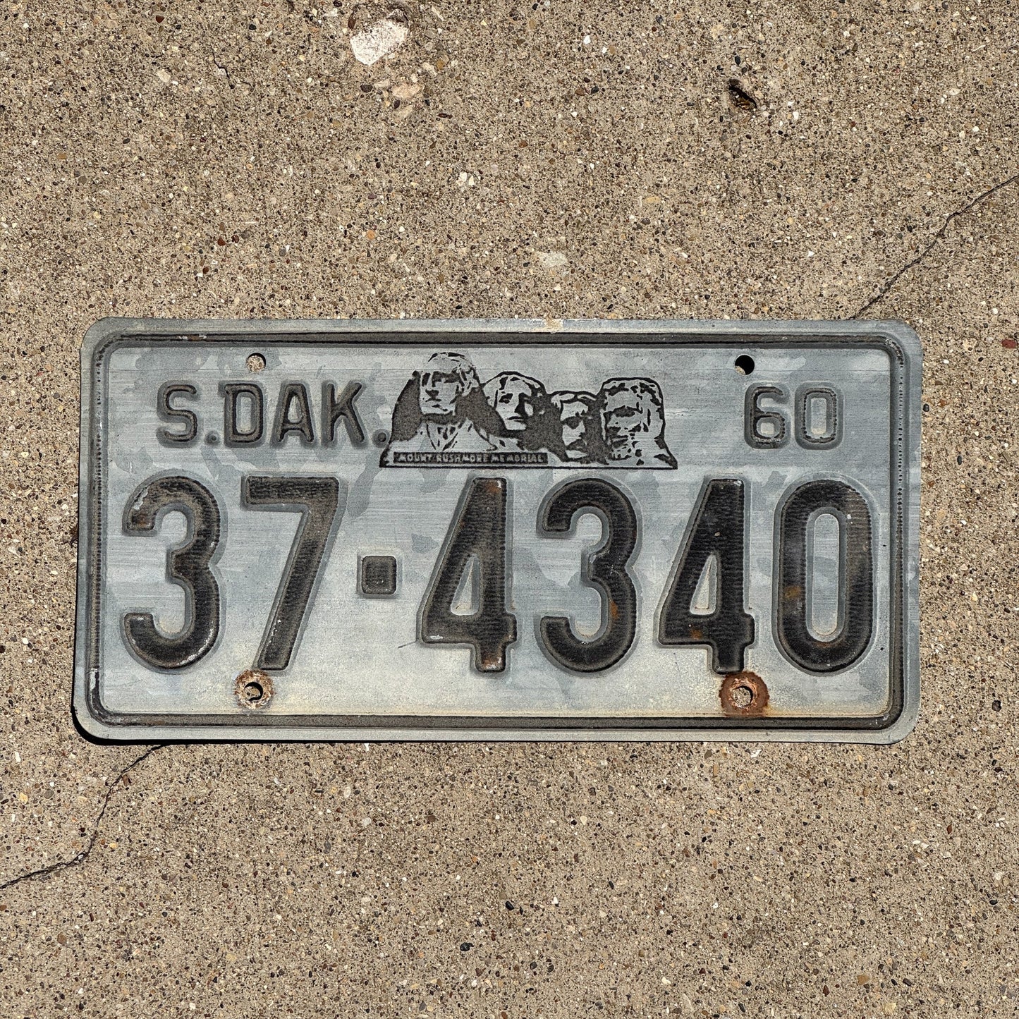 Photo of a 1960 South Dakota License Plate Auto Tag Garage Decor Vintage Hutchinson 37 4340