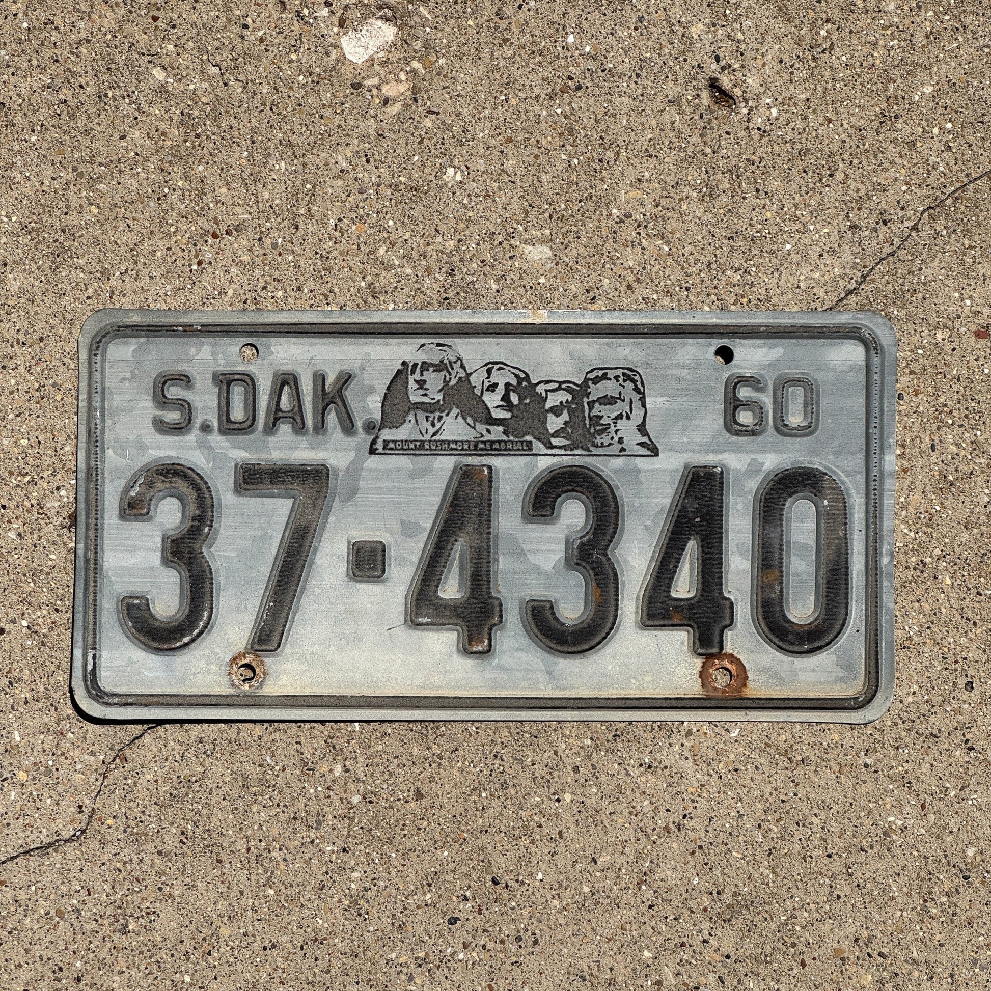 Photo of a 1960 South Dakota License Plate Auto Tag Garage Decor Vintage Hutchinson 37 4340