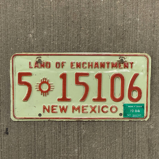 Photo of a 1961 1964 New Mexico License Plate Auto Tag Garage Decor Vintage 5 15106 with original patina