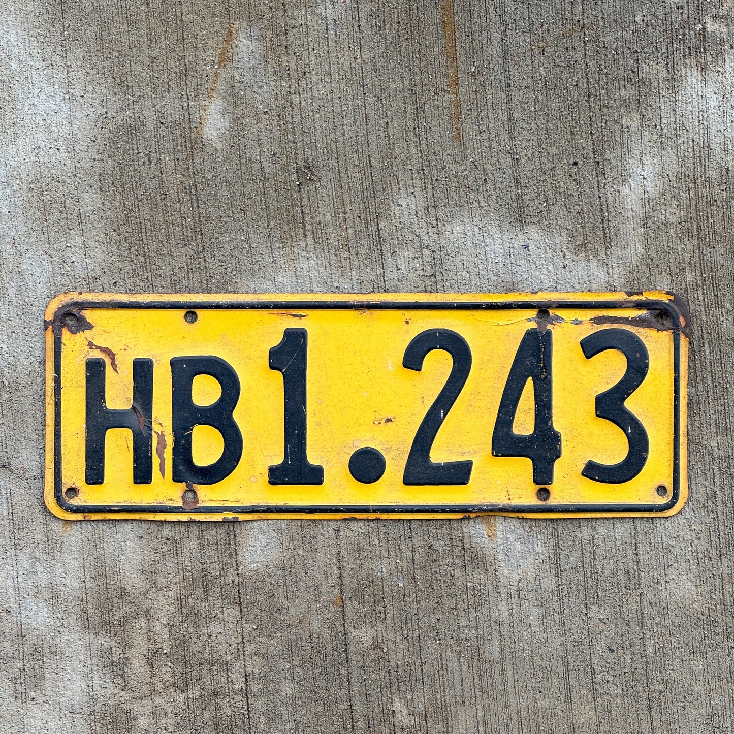 Photo of a 1961 1966 New Zealand Heavy Truck License Plate Auto Tag Garage Decor Vintage HB 1 243 with original patina
