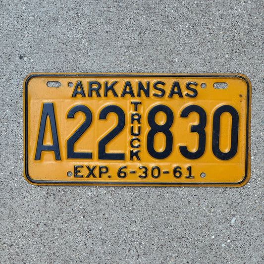 Photo of a 1961 Arkansas Truck License Plate Auto Tag Garage Decor Vintage A 22 830