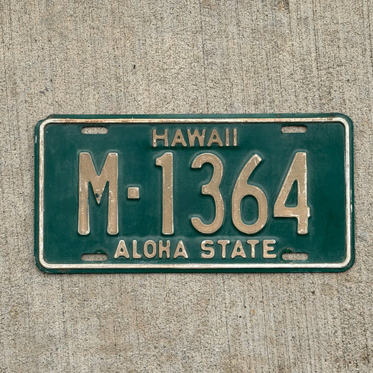Photo of a 1961 Hawaii License Plate Auto Tag Garage Decor Vintage Maui County M 1364 with original patina