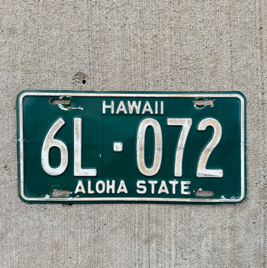 Photo of a 1961 Hawaii License Plate Auto Tag Garage Decor Vintage Tiki Bar Decor Maui 6L 072 with original patina