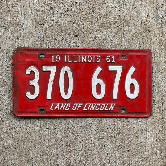 Photo of a 1961 Illinois License Plate Auto Tag 1 Vintage Garage 370 676 with original patina
