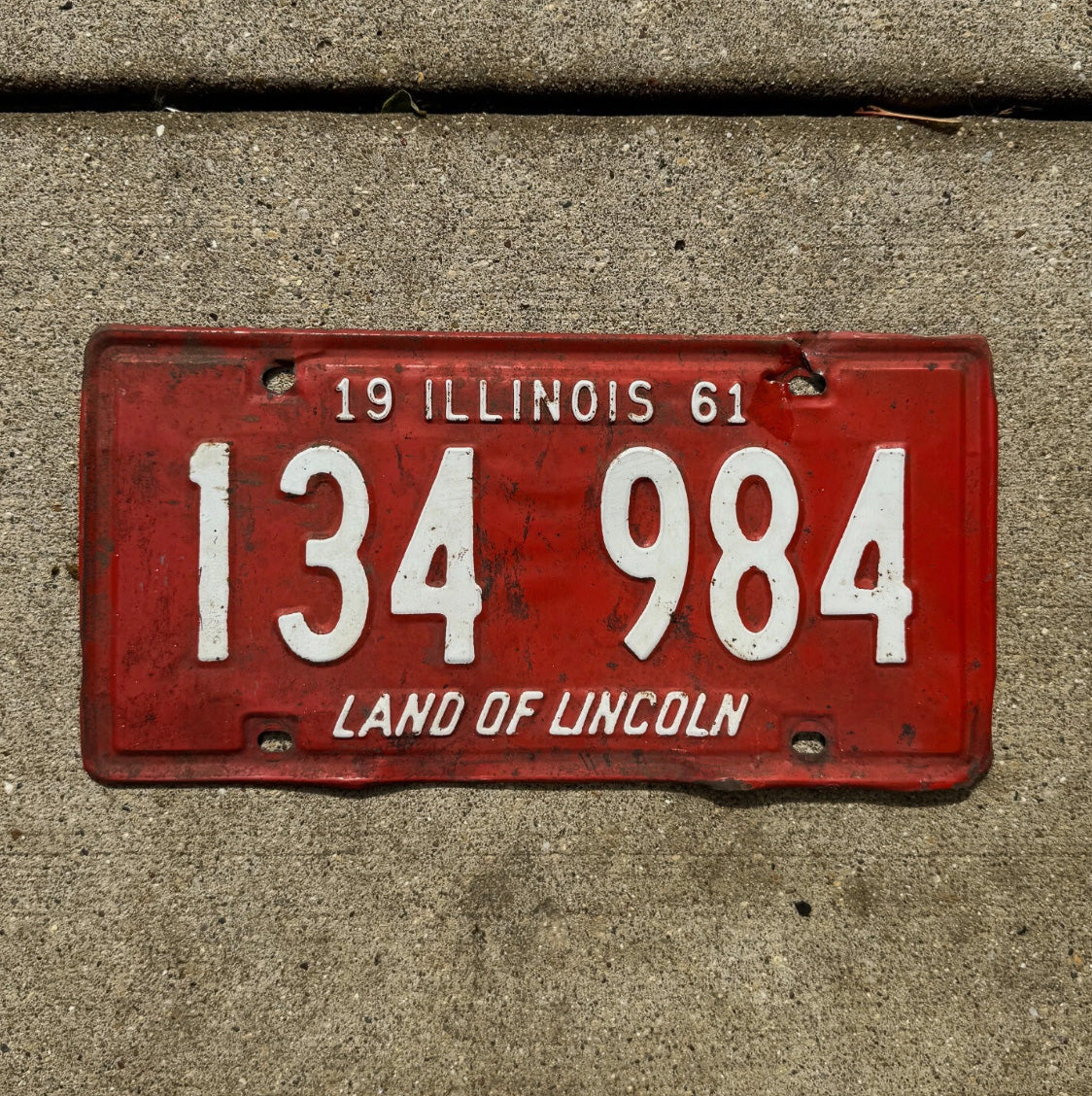 Photo of a 1961 Illinois License Plate Auto Tag Garage Decor Vintage 134 984