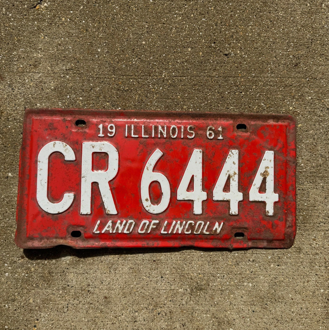 Photo of a 1961 Illinois License Plate Auto Tag Garage Decor Vintage CR 6444