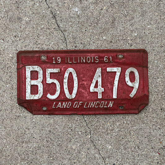Photo of a 1961 Illinois Truck License Plate Auto Tag 2 Vintage Garage B 50 479 with original patina