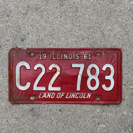 Photo of a 1961 Illinois Truck License Plate Auto Tag Garage Decor Vintage C 22 783 with original patina