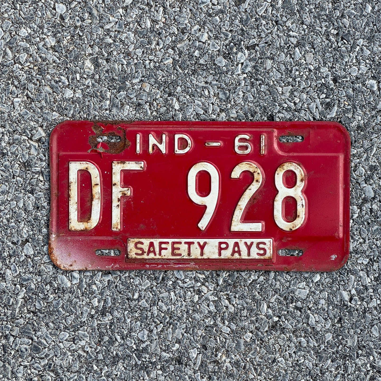 Photo of a 1961 Indiana License Plate Auto Tag Garage Decor Vintage DF928