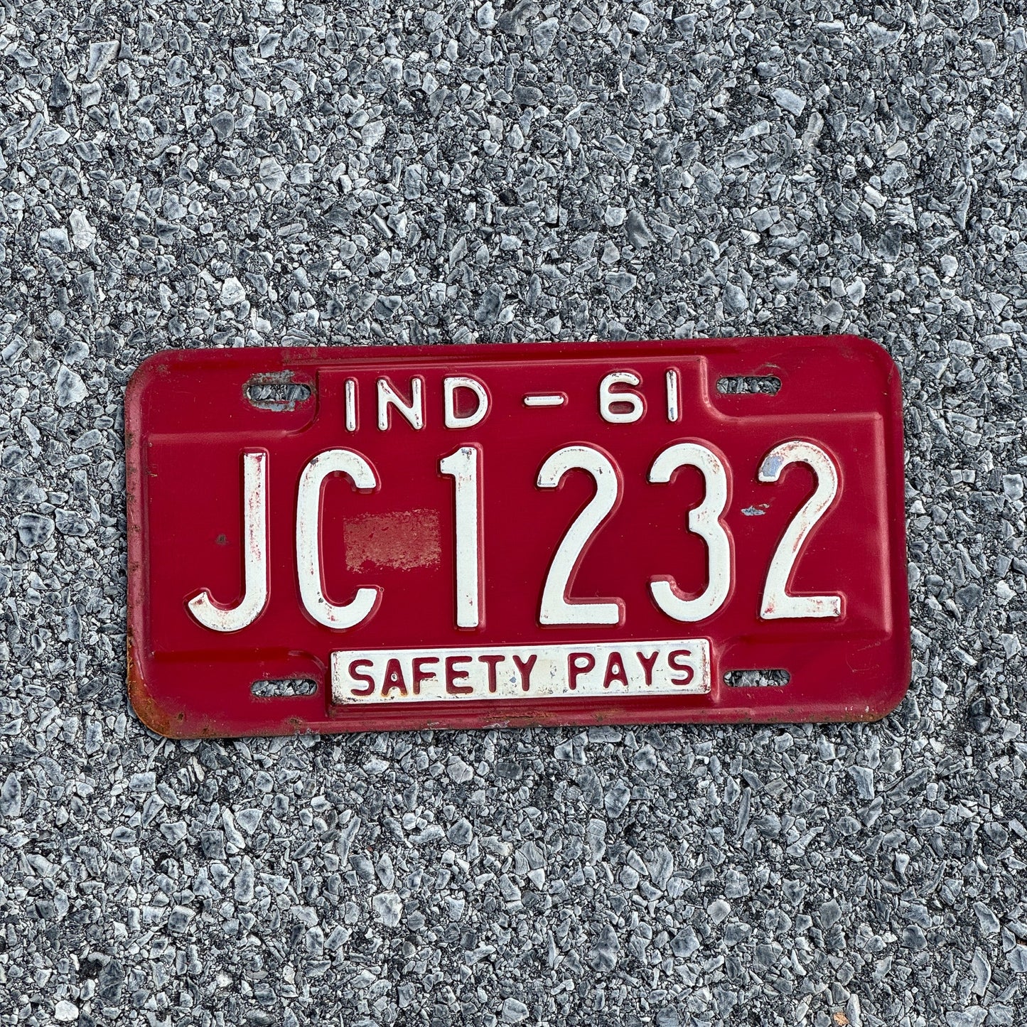 Photo of a 1961 Indiana License Plate Auto Tag Garage Decor Vintage JC1232
