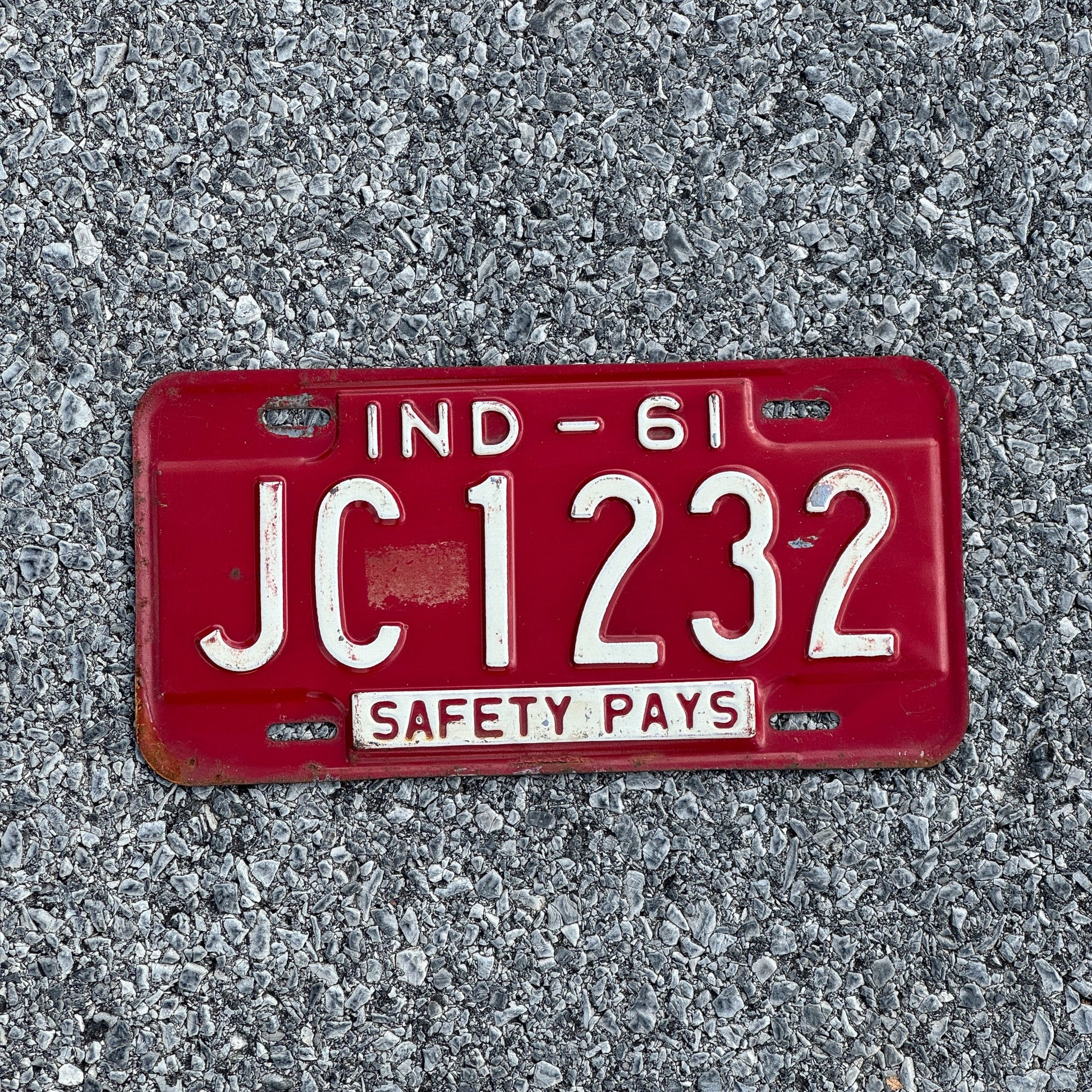 Photo of a 1961 Indiana License Plate Auto Tag Garage Decor Vintage JC1232