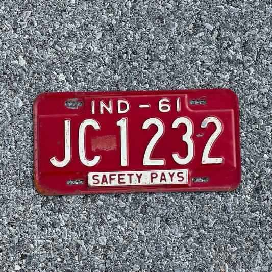 Photo of a 1961 Indiana License Plate Auto Tag Garage Decor Vintage JC1232