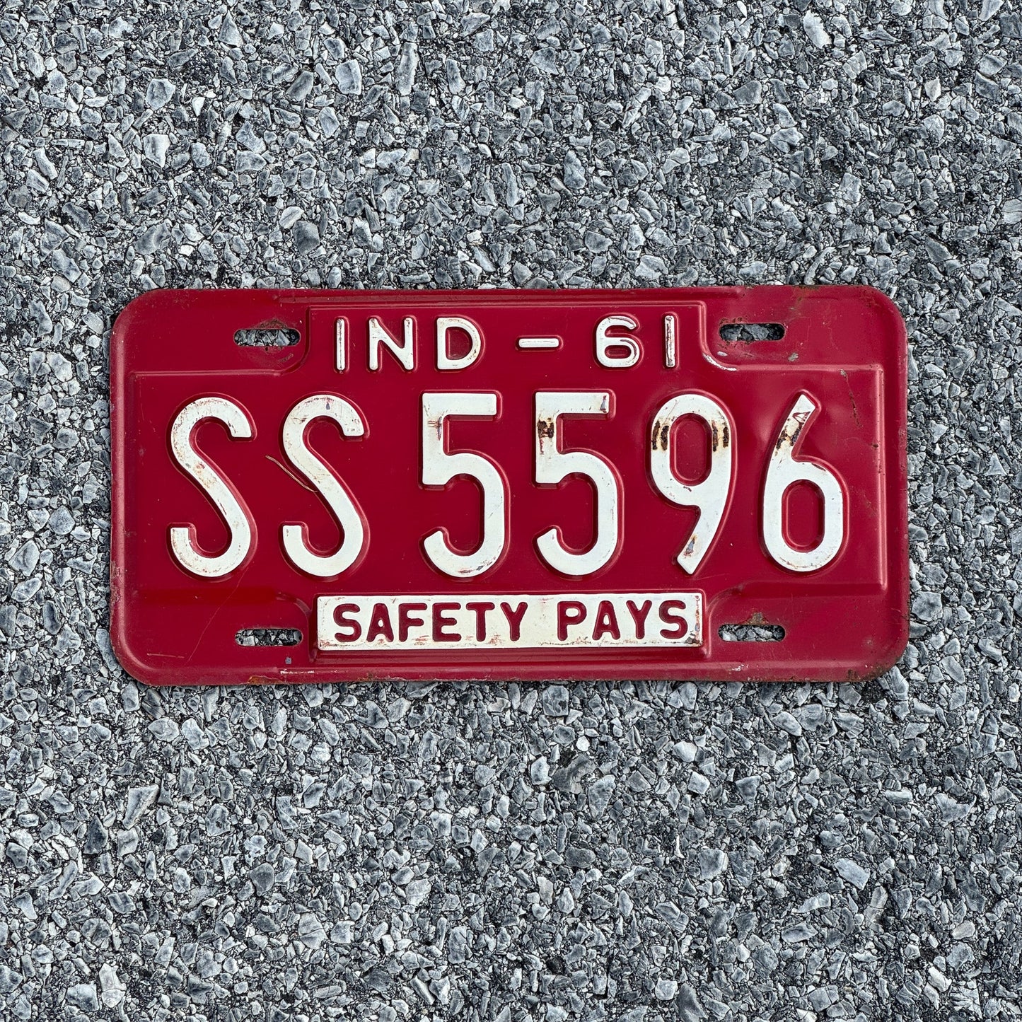 Photo of a 1961 Indiana License Plate Auto Tag Garage Decor Vintage SS5596