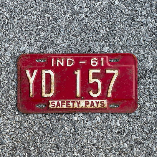 Photo of a 1961 Indiana License Plate Auto Tag Garage Decor Vintage YD 157