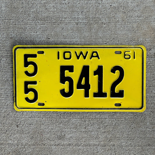 Photo of a 1961 Iowa License Plate Auto Tag Garage Decor Vintage 54 5412