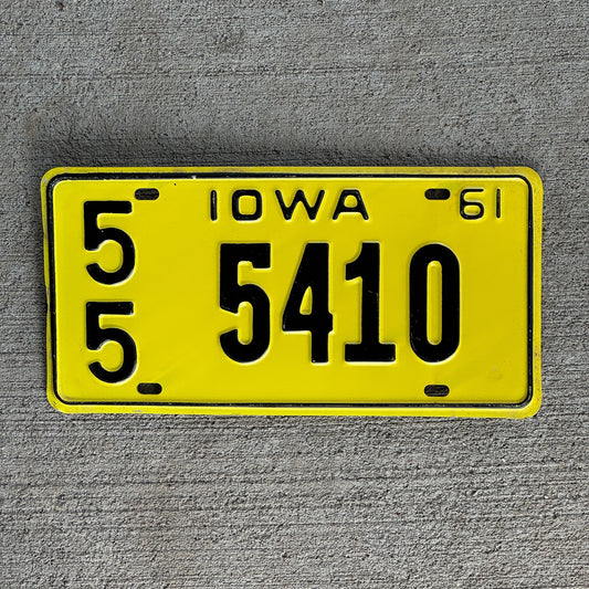 Photo of a 1961 Iowa License Plate Auto Tag Garage Decor Vintage 55 5410
