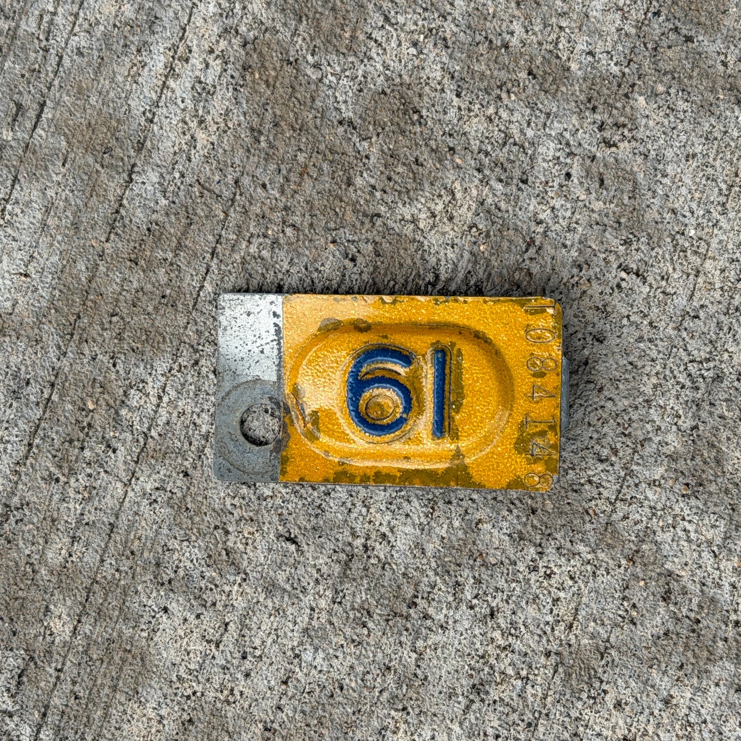 Photo of a 1961 Minnesota Truck Tab License Plate Auto Tag Garage Decor Vintage T 084148 with original patina