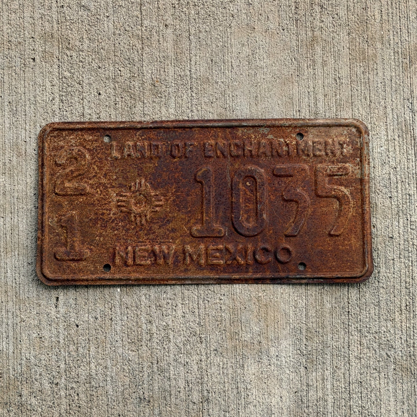 Photo of a 1961 New Mexico License Plate Auto Tag Garage Decor Vintage 21 1035 with original patina