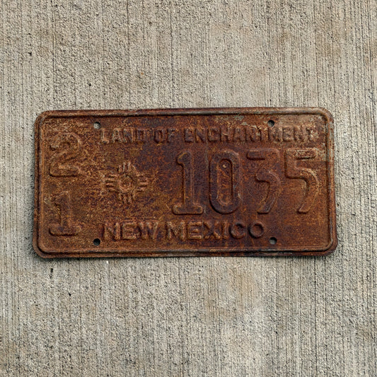Photo of a 1961 New Mexico License Plate Auto Tag Garage Decor Vintage 21 1035 with original patina