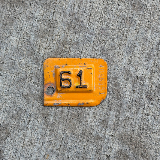 Photo of a 1961 New York Tab License Plate Auto Tag Garage Decor Vintage 4085151 with original patina