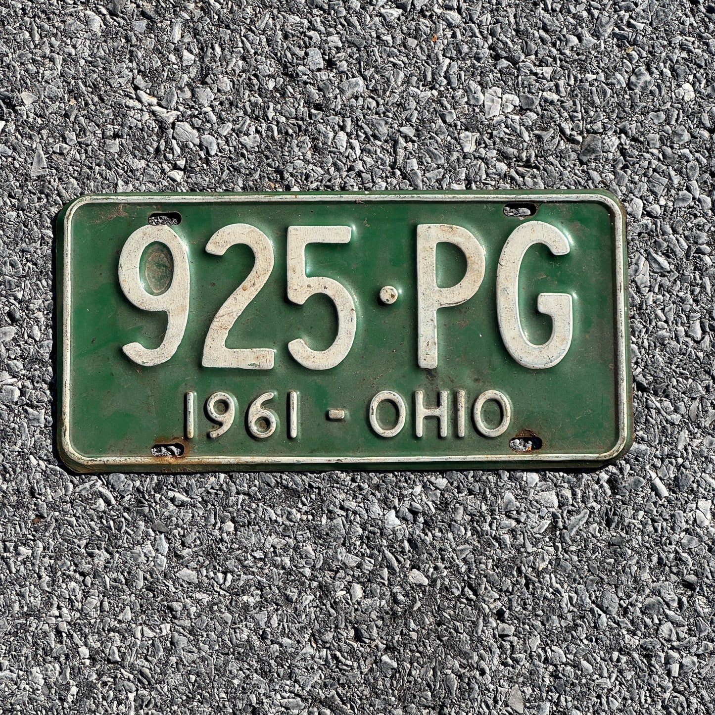 Photo of a 1961 Ohio License Plate Auto Tag Garage Decor Vintage 925 PG