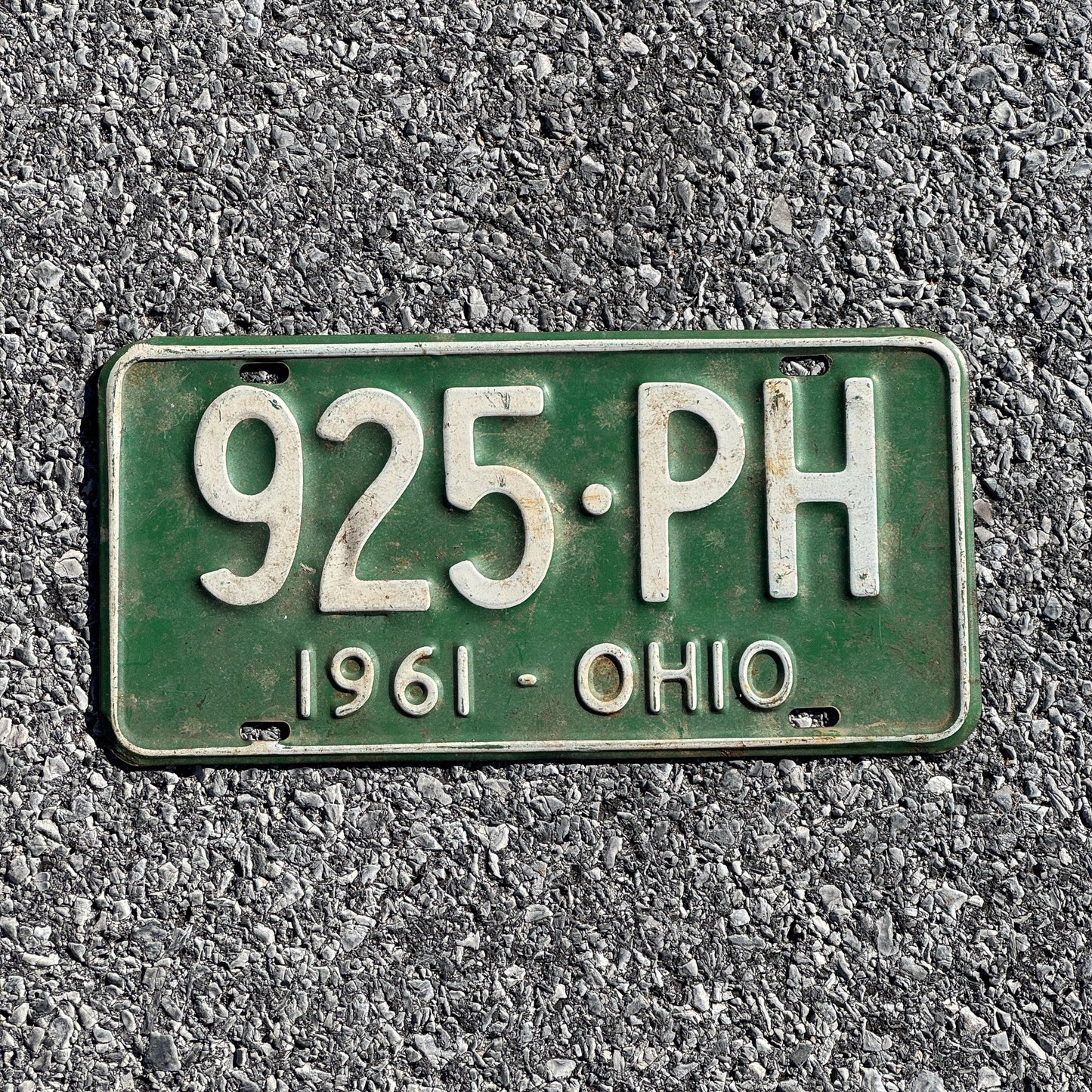Photo of a 1961 Ohio License Plate Auto Tag Garage Decor Vintage 925 PH