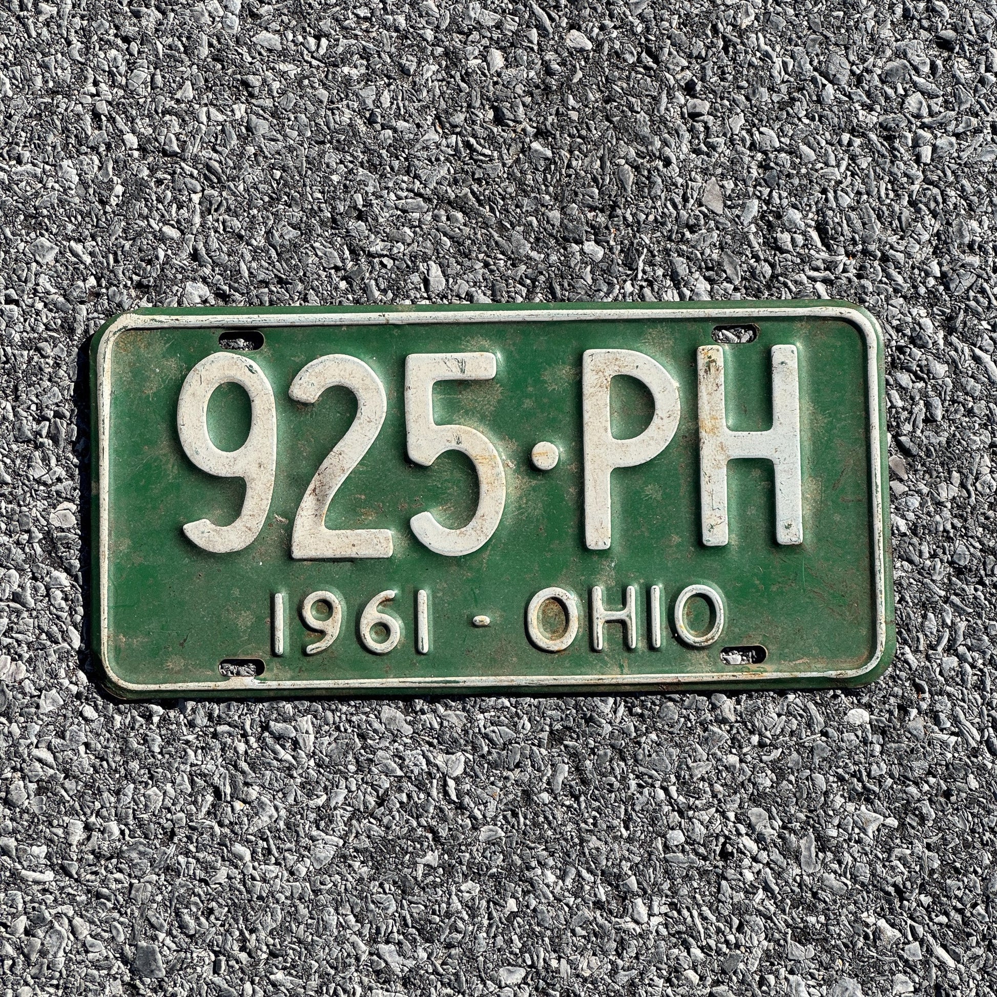 Photo of a 1961 Ohio License Plate Auto Tag Garage Decor Vintage 925 PH