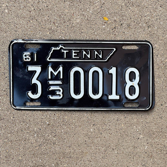 Photo of a 1961 Tennessee Household Mover License Plate Auto Tag Garage Decor Vintage 3 M3 0018