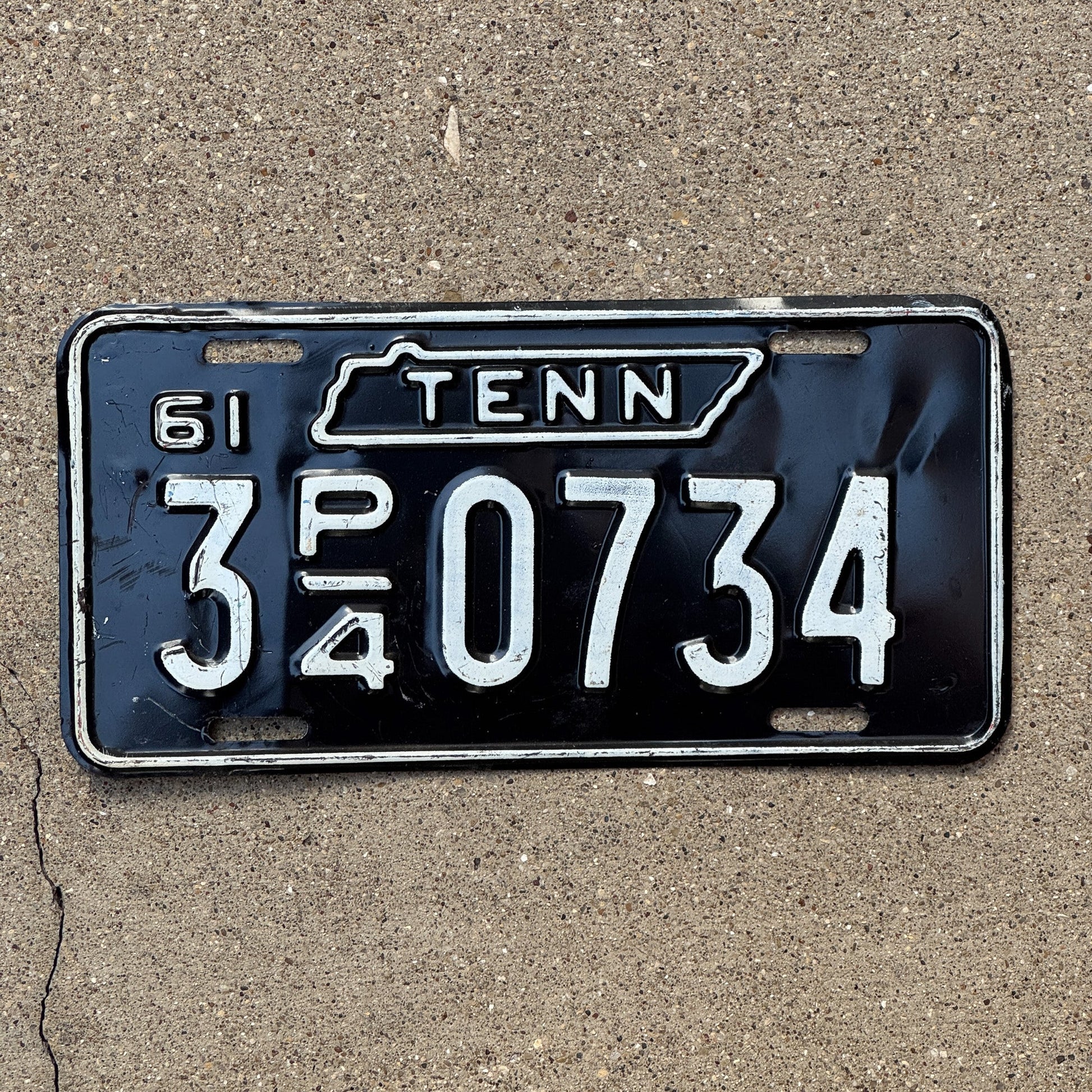 Photo of a 1961 Tennessee Truck License Plate Auto Tag Garage Decor Vintage 3 P4 0734