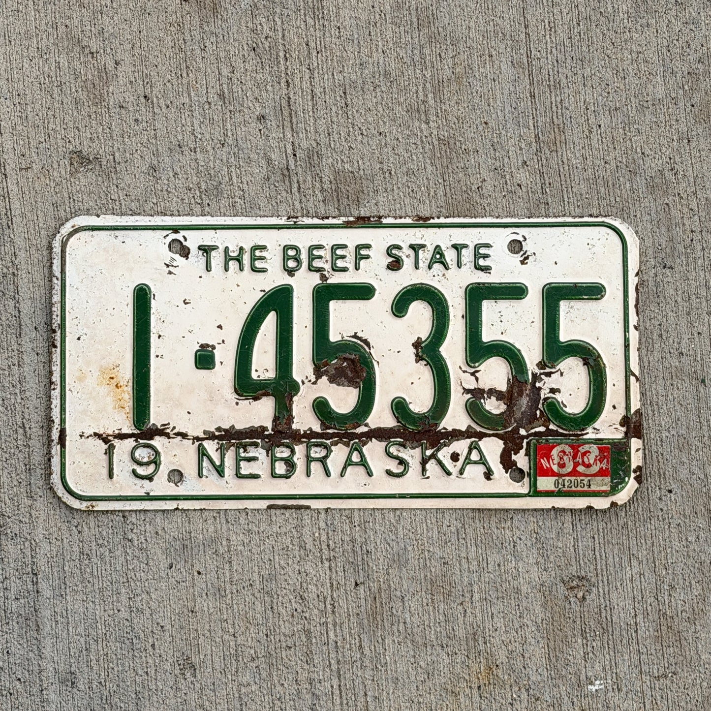 Photo of a 1962 1963 Nebraska License Plate Auto Tag Garage Decor Vintage 1 45355 with original patina