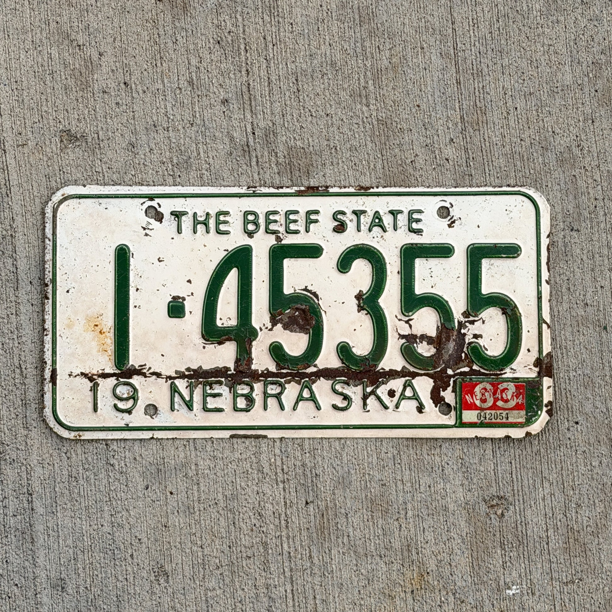Photo of a 1962 1963 Nebraska License Plate Auto Tag Garage Decor Vintage 1 45355 with original patina
