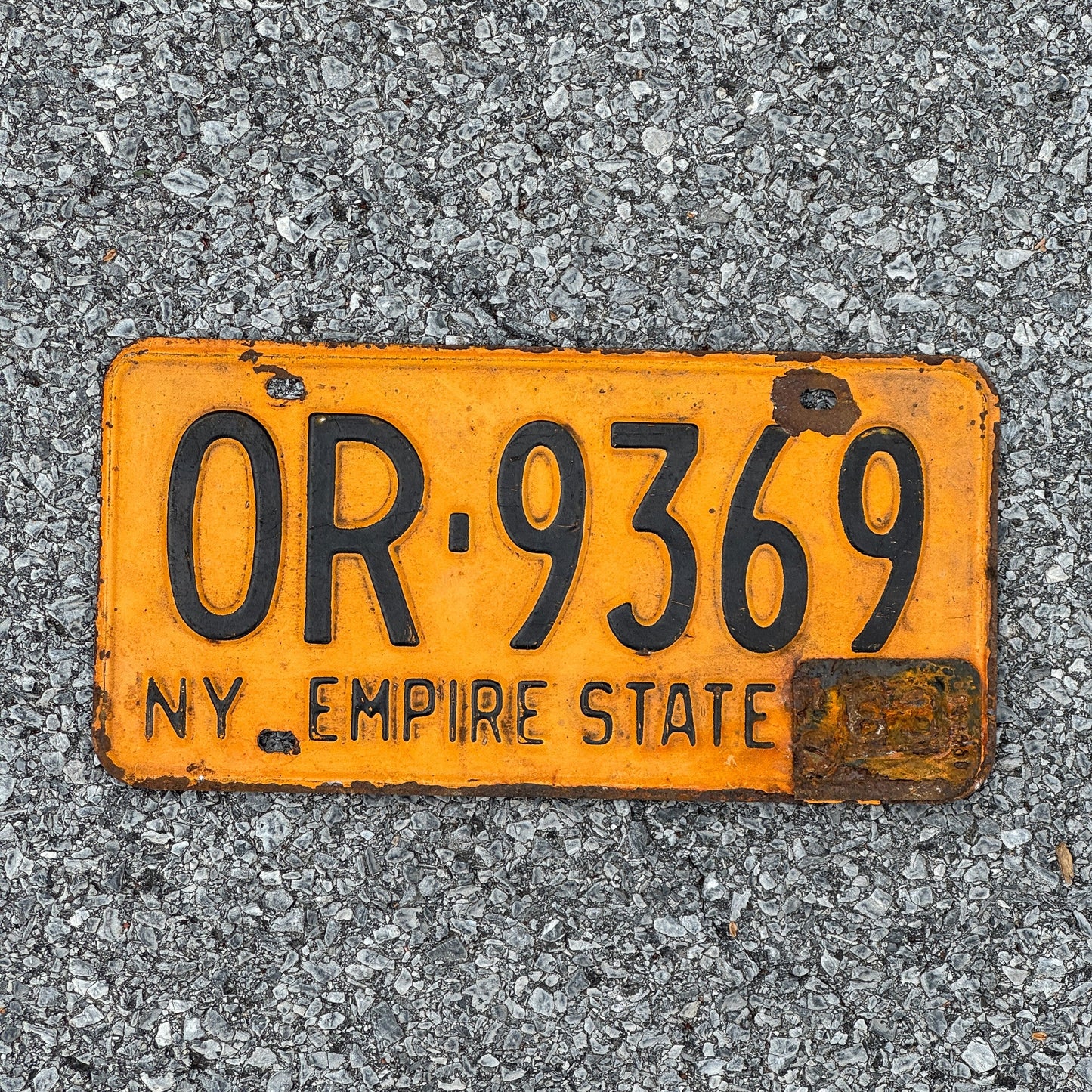 Photo of a 1962 1963 New York License Plate Auto Tag Garage Decor Vintage OR 9369