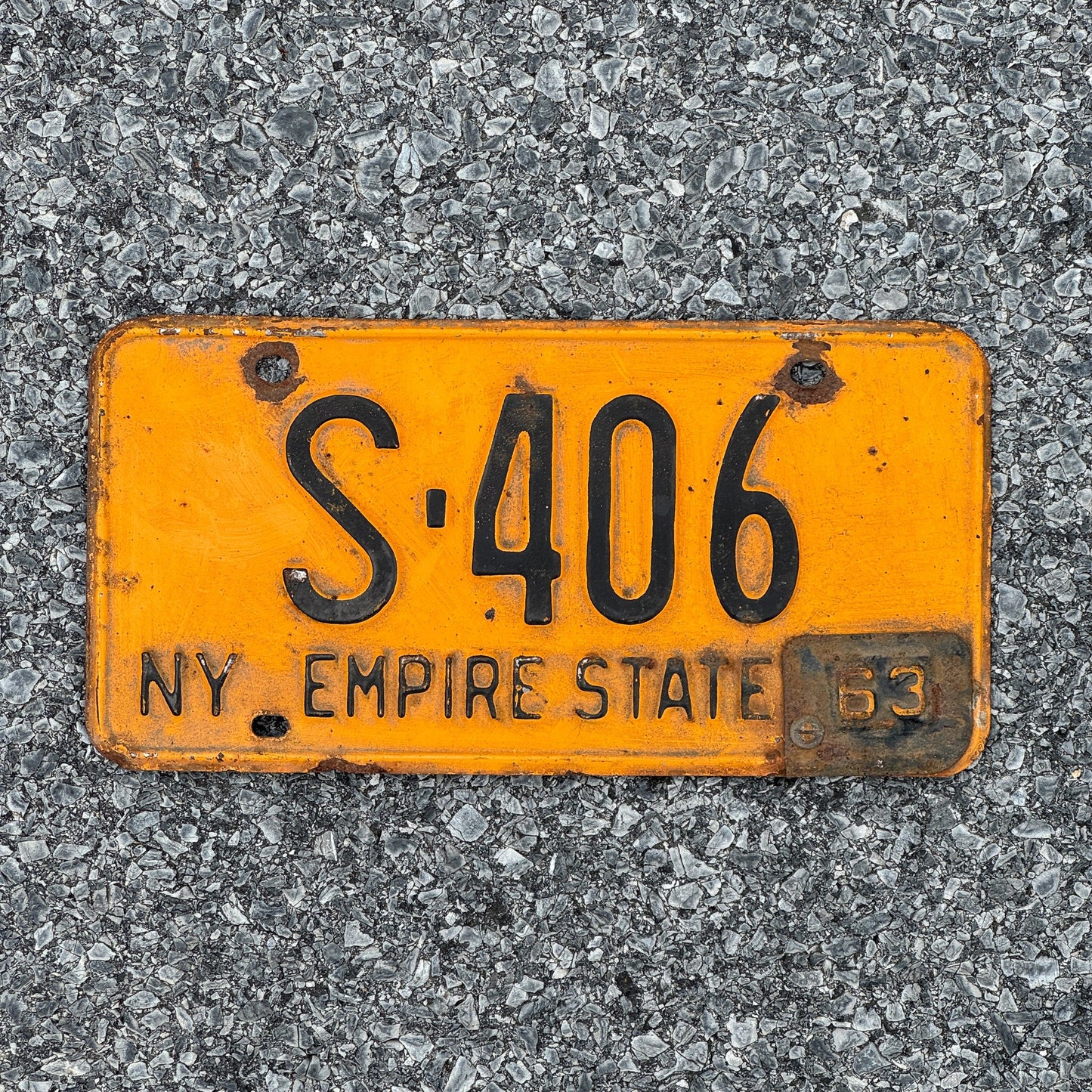 Photo of a 1962 1963 New York License Plate Auto Tag Garage Decor Vintage S 406