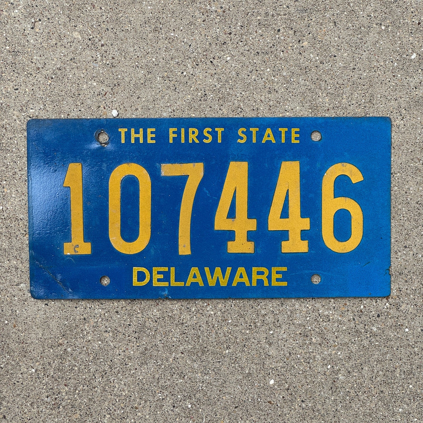 Photo of a 1962 Delaware License Plate Auto Tag Garage Decor Vintage Riveted 107446