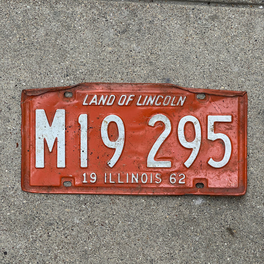 Photo of a 1962 Illinois Municipal License Plate Auto Tag Garage Decor Vintage M 19 295 with original patina