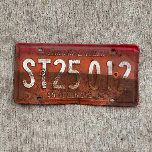 Photo of a 1962 Illinois Semi Trailer License Plate Auto Tag Garage Decor Vintage ST 25 012 with original patina