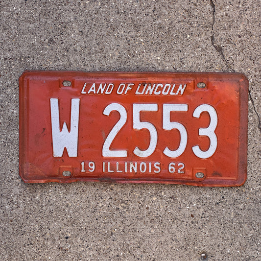 Photo of a 1962 Illinois Trailer License Plate Auto Tag Garage Decor Vintage W 2553 with original patina