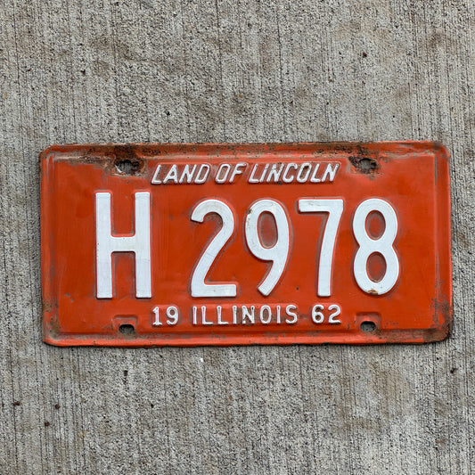 Photo of a 1962 Illinois Truck License Plate Auto Tag 2 Vintage Garage H 2978 with original patina
