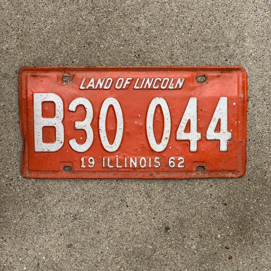 Photo of a 1962 Illinois Truck License Plate Auto Tag Garage Decor Vintage B 30 044 with original patina