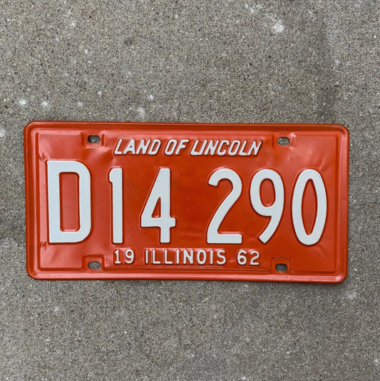Photo of a 1962 Illinois TRUCK License Plate Auto Tag Garage Decor Vintage License Plate Auto Tag Garage Decor Orange D 14290