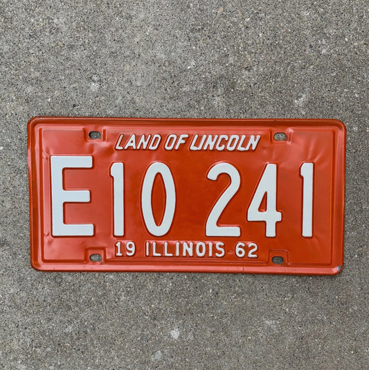 Photo of a 1962 Illinois TRUCK License Plate Auto Tag Garage Decor Vintage License Plate Auto Tag Garage Decor Orange E 10241