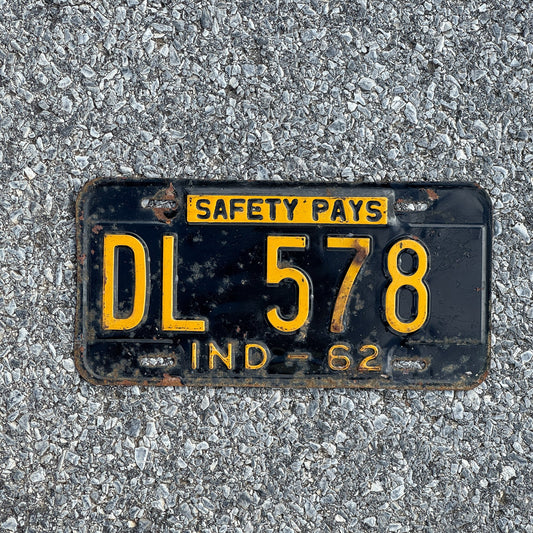 Photo of a 1962 Indiana License Plate Auto Tag Garage Decor Vintage DL578