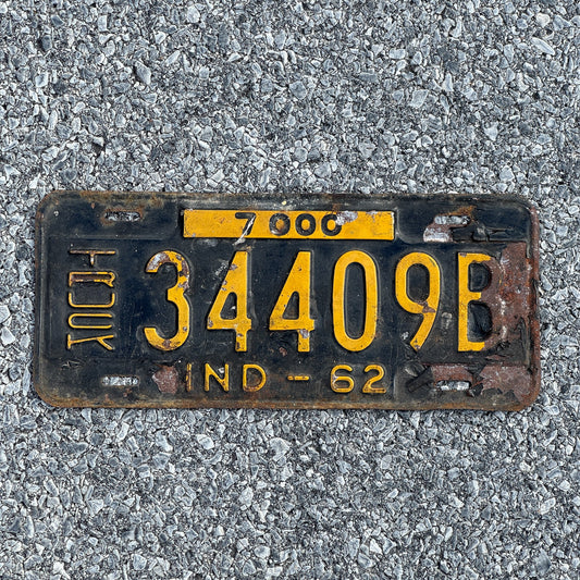 Photo of a 1962 Indiana Truck License Plate Auto Tag Garage Decor Vintage 34409B