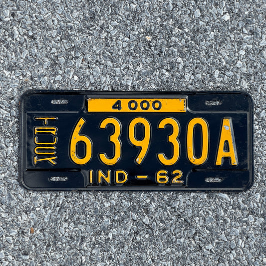 Photo of a 1962 Indiana Truck License Plate Auto Tag Garage Decor Vintage 63930A