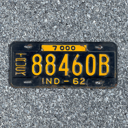 Photo of a 1962 Indiana Truck License Plate Auto Tag Garage Decor Vintage 88460B
