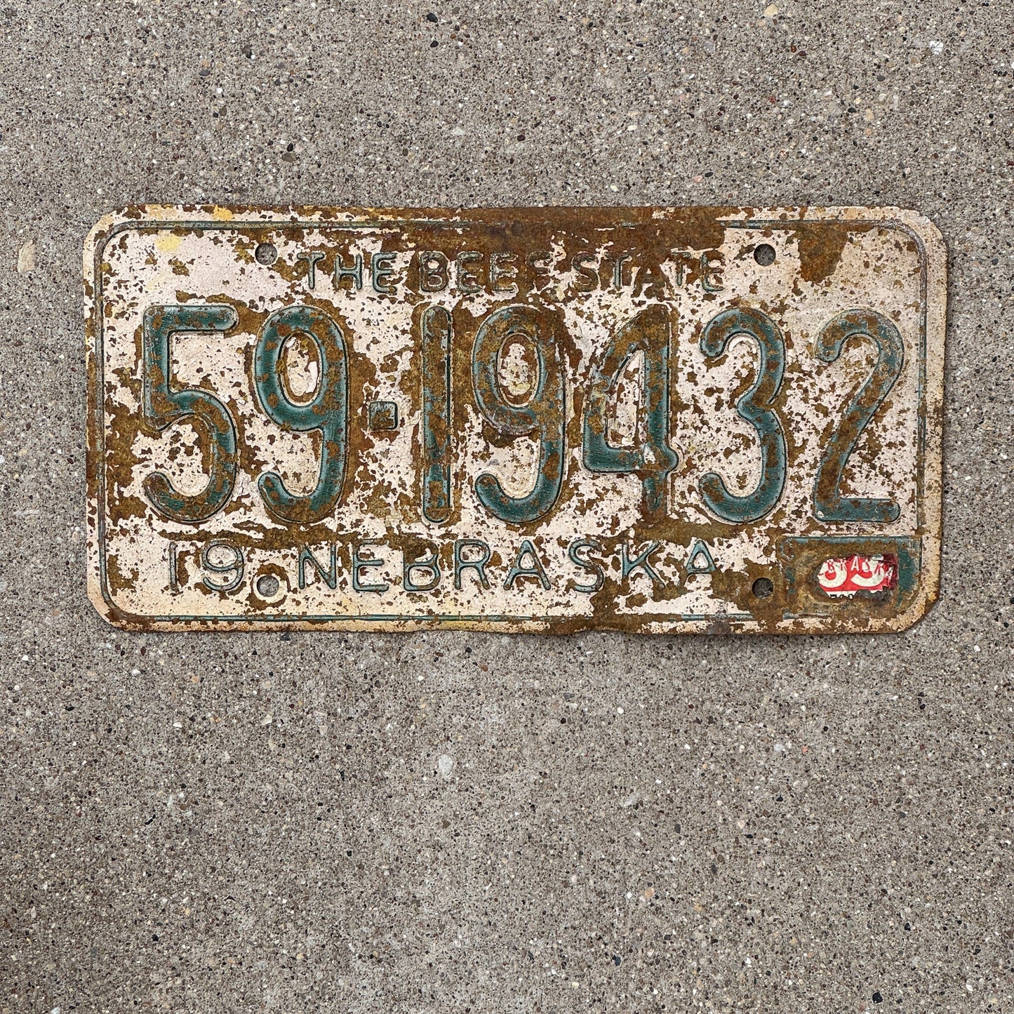 Photo of a 1962 Nebraska License Plate Auto Tag Garage Decor Vintage Beef State 59 19432