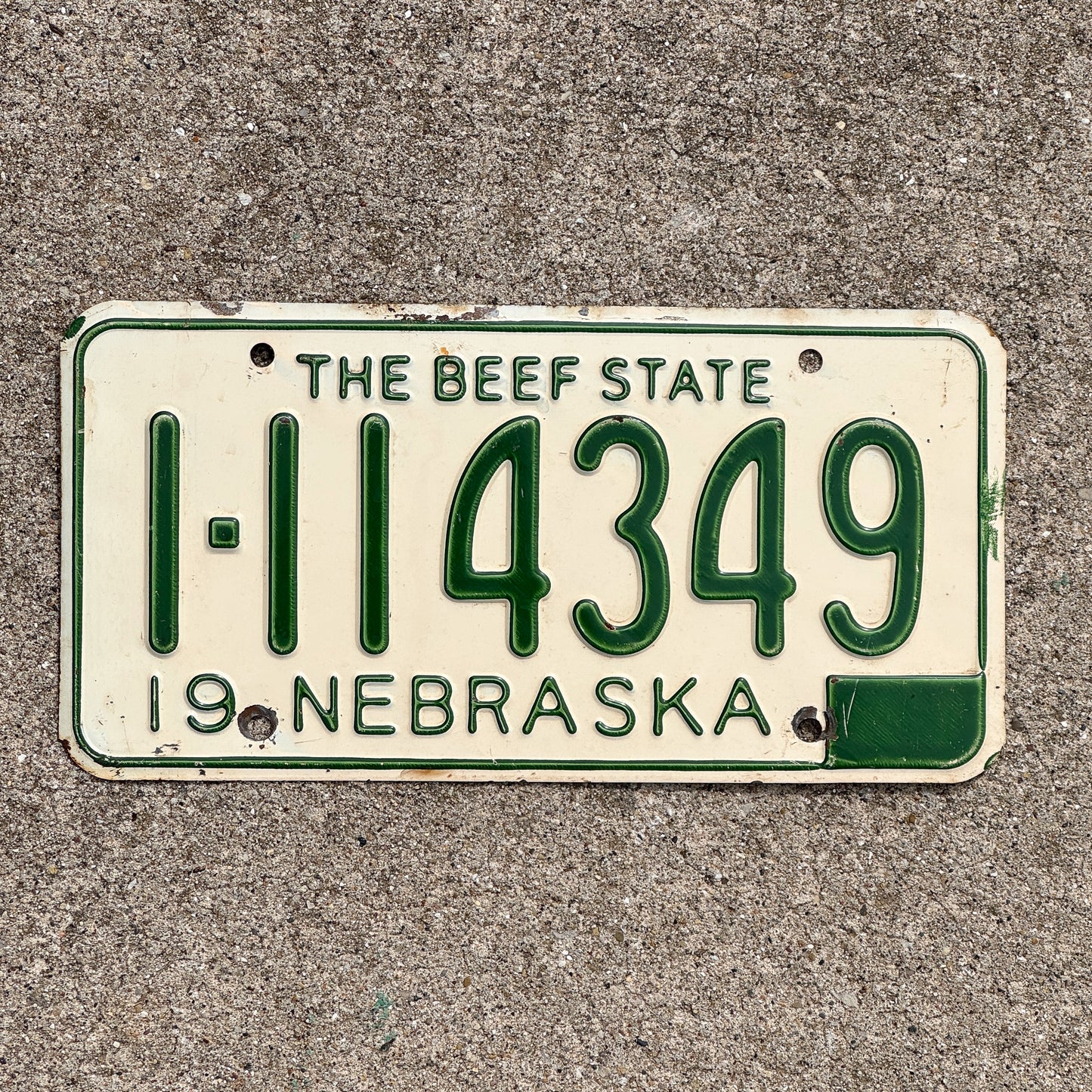 Photo of a 1962 Nebraska License Plate Auto Tag Garage Decor Vintage Repeat Repeating 1 114349 with original patina