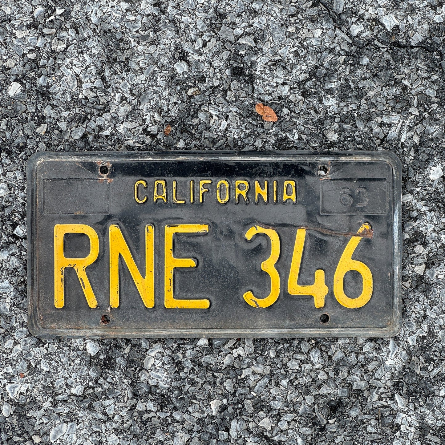 Photo of a 1963 California License Plate Auto Tag Garage Decor Vintage RNE 346
